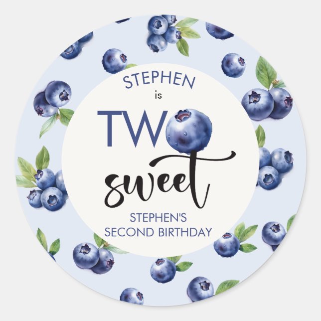 Two sweet blueberries kids birthday classic round sticker (Front)