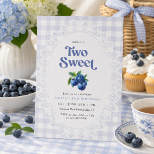 Two Sweet Blueberry Birthday Invitation