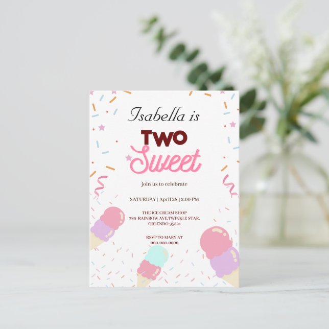 Two Sweet colourful ice cream Sprinkle 2nd Birthda Postcard (Standing Front)