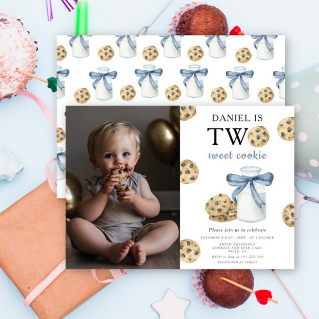 Two Sweet Cookie and Milk Birthday Party  Invitation (Creator Uploaded)