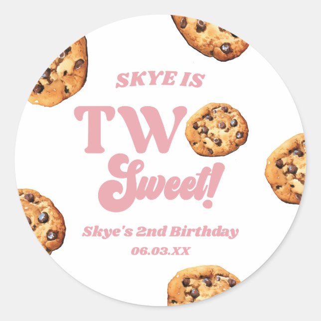 Two Sweet Cookies and Milk 2nd Birthday Party Classic Round Sticker (Front)