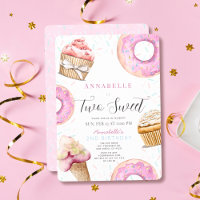 Two Sweet Cupcake & Doughnuts Girl 2nd Birthday