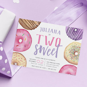 Two Sweet Cute Doughnut Birthday Party Invitation