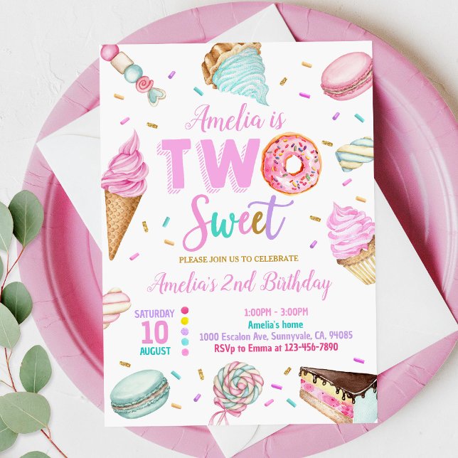 Two Sweet Dessert Doughnut Birthday Invitation  (Creator Uploaded)