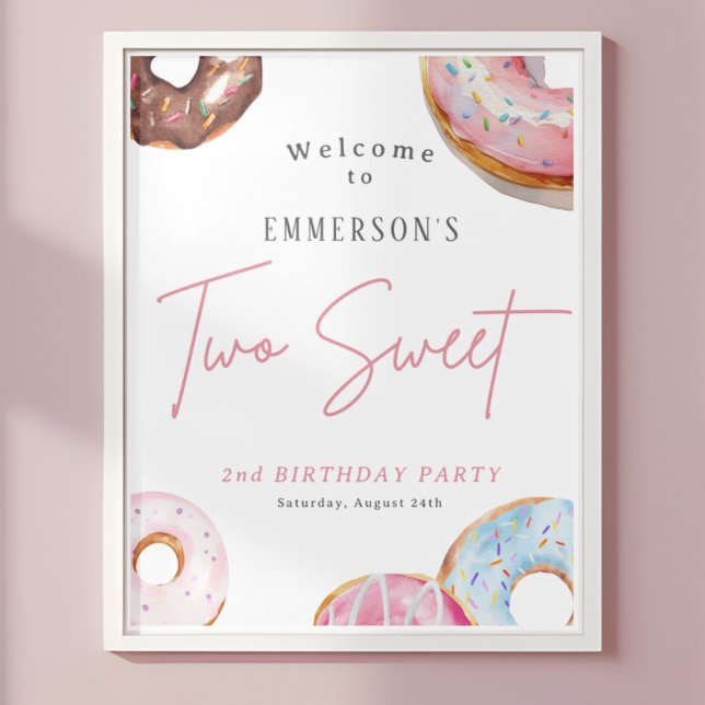 Two Sweet Doughnut 2nd Birthday Welcome Sign (Two Sweet Donut 2nd Birthday Welcome Sign
)