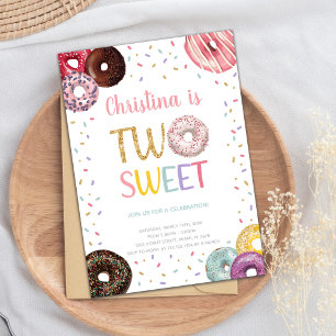 Two Sweet Doughnut Birthday Invitation