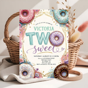 Two Sweet Doughnut Birthday Invitation for Girls