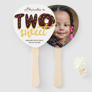 Two Sweet Doughnut Brown Chocolate 2nd Birthday Hand Fan