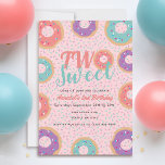 Two Sweet Doughnut Kids Birthday Invitation<br><div class="desc">Celebrate with this Two Sweet Doughnut Kids Birthday design. You can customise this further by clicking on the "PERSONALIZE" button. Matching Items in our shop for a complete party theme. For further questions please contact us at ThePaperieGarden@gmail.com</div>