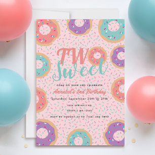 Two Sweet Doughnut Kids Birthday Invitation