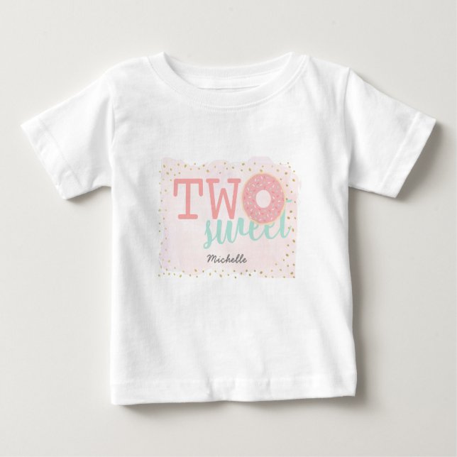 Two Sweet Doughnut Pink Girl 2nd Birthday Baby T-Shirt (Front)