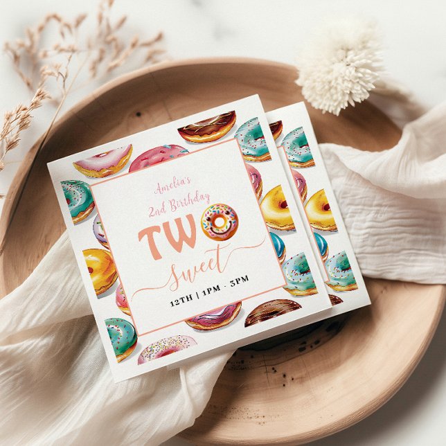 Two Sweet Doughnuts 2nd Birthday party Napkin (Creator Uploaded)