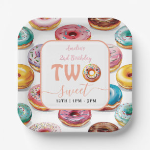 Two Sweet Doughnuts 2nd Birthday party Paper Plate
