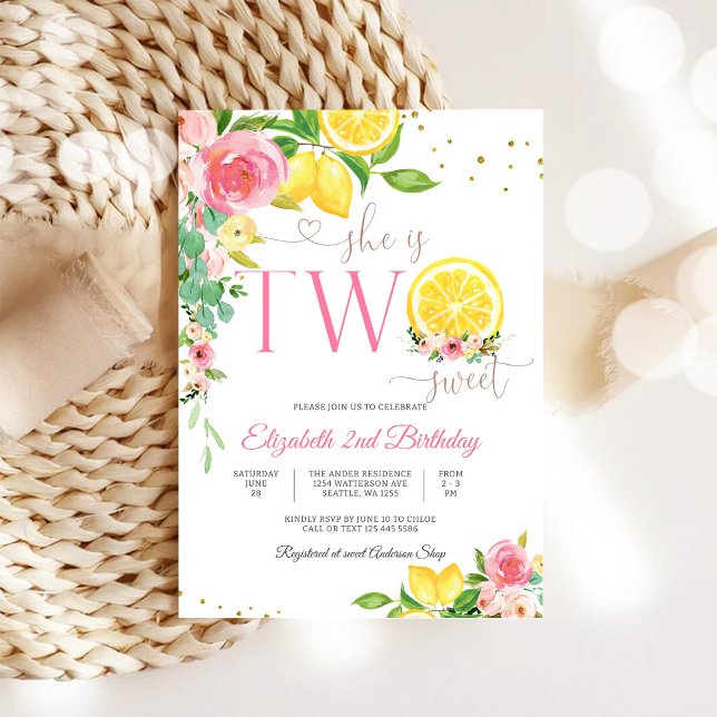 Two Sweet Floral Lemon Birthday Invitation (Creator Uploaded)