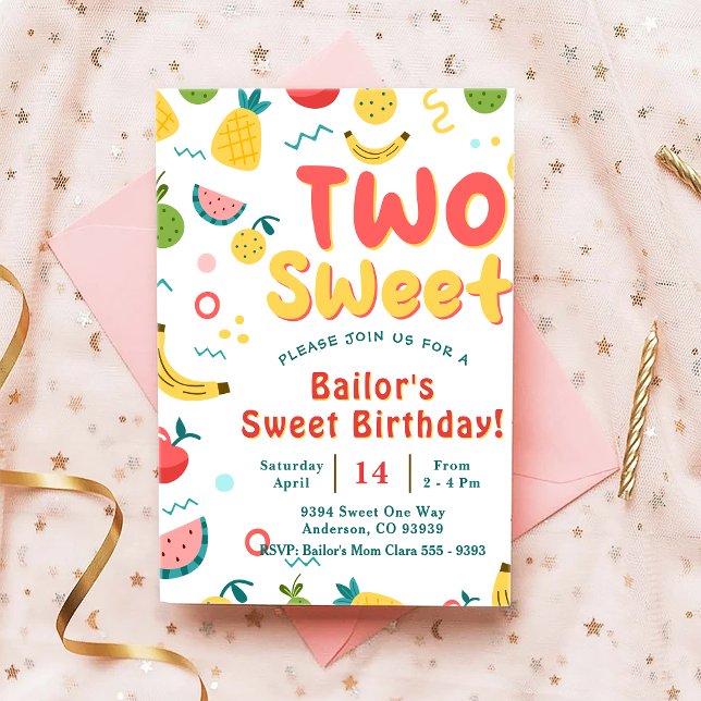 Two Sweet | Fruit Party Birthday Invitation (Creator Uploaded)