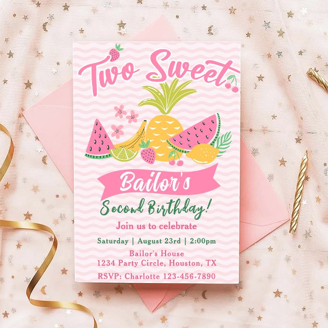 Two Sweet | Fruit Party Birthday Invitation (Creator Uploaded)