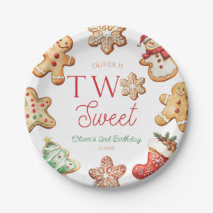 Two Sweet Gingerbread Cookie 2nd Birthday Party Paper Plate