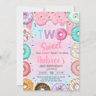 Two Sweet girl second, 2nd birthday invitation. Invitation