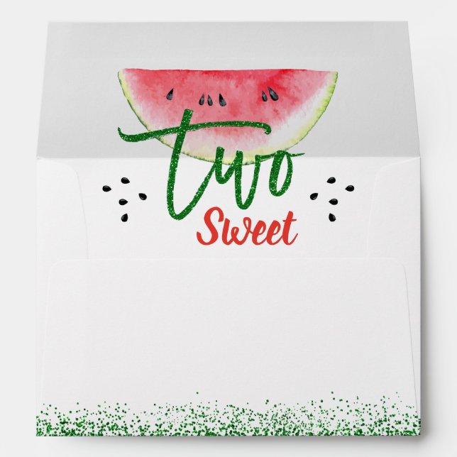 Two Sweet Glitter Watermelon for 5x7 Invitation Envelope (Back (Bottom))