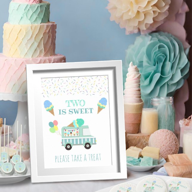Two sweet ice cream bday treat table favor sign (Creator Uploaded)