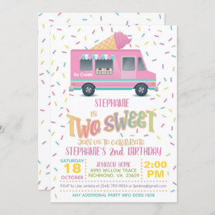 Two Sweet Ice Cream Birthday Invitation