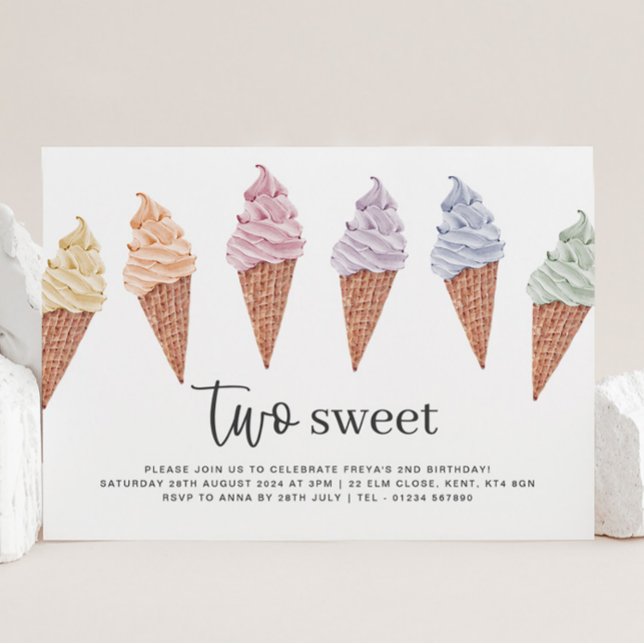 Two Sweet Icecream Birthday Invitation (Creator Uploaded)