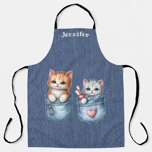 Two Sweet Kittens Cat All-Over Print Apron (Front)