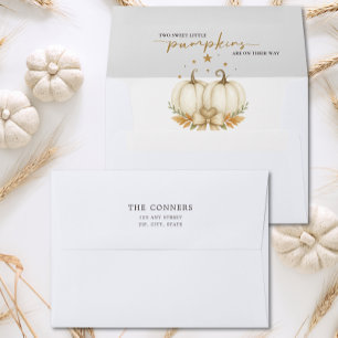 Two Sweet Little Pumpkins Neutral Baby Shower Envelope