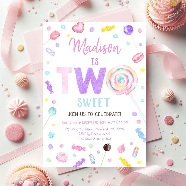 Two Sweet Lollipop Candy Birthday Invitation (Creator Uploaded)