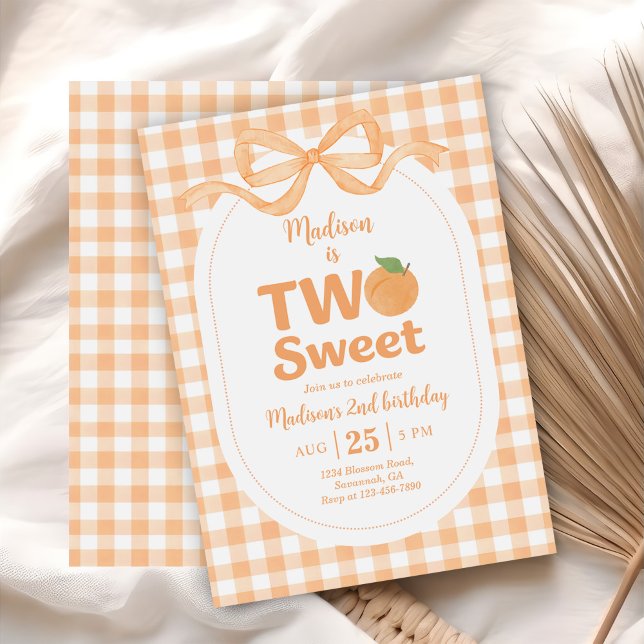 Two Sweet Peach Girl 2nd Birthday Invitation (Creator Uploaded)