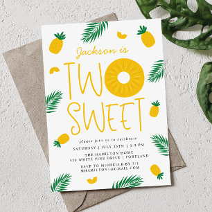 Two Sweet Pineapple 2nd Birthday Party Invitation