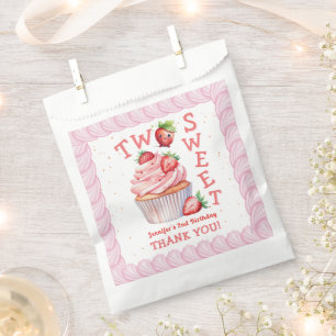 TWO Sweet! Pink Girl Strawberry 2nd Birthday Favour Bags