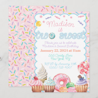 Two Sweet Second Birthday Invitation