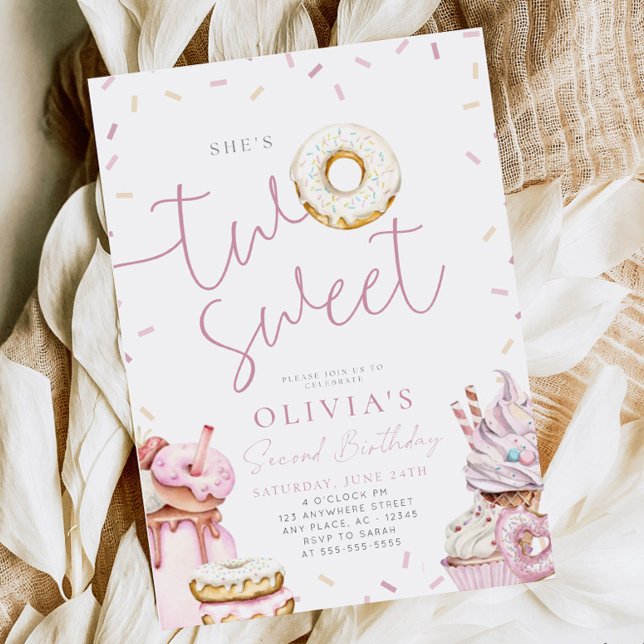 Two Sweet Second Birthday Invitation for Girl Boho (Creator Uploaded)