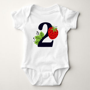 TWO Sweet Strawberry Birthday Girl 2nd Year Party Baby Bodysuit