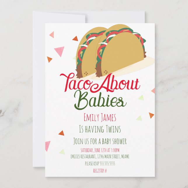 Two Tacos Twins Baby Shower Invitation (Front)