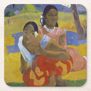 Two Tahitian Women, Gauguin Square Paper Coaster