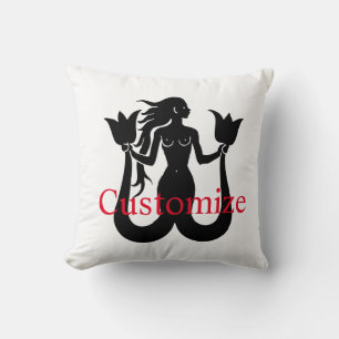  Two-Tail Mermaid Silhouette Thunder_Cove Cushion