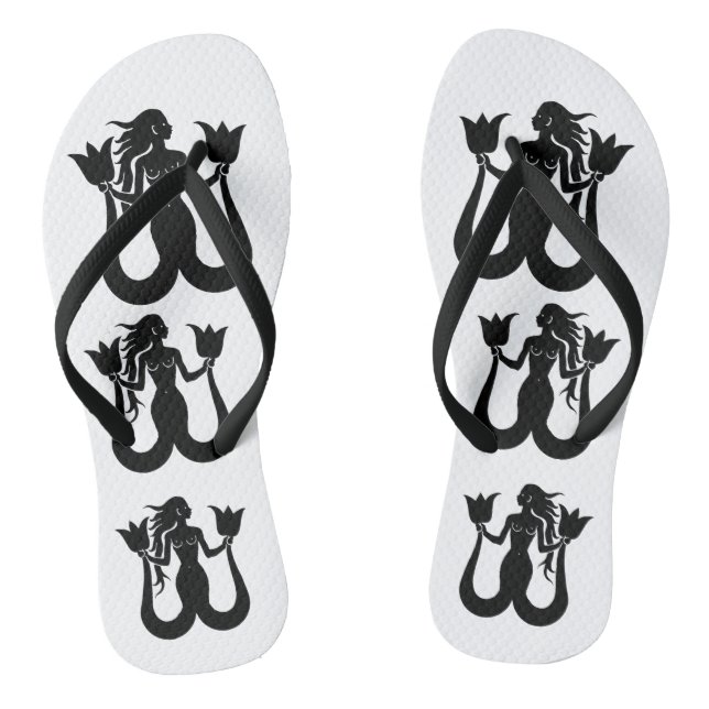 Two-Tail Mermaid Silhouette Thunder_Cove Jandals (Footbed)