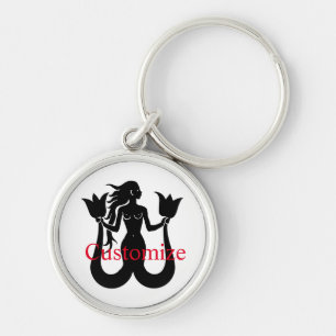  Two-Tail Mermaid Silhouette Thunder_Cove Key Ring