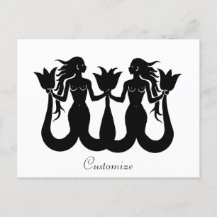 Two-Tail Mermaid Silhouette Thunder_Cove Postcard