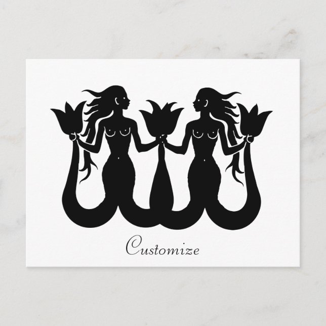 Two-Tail Mermaid Silhouette Thunder_Cove Postcard (Front)