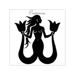 Two-Tail Mermaid Silhouette Thunder_Cove Self-inking Stamp