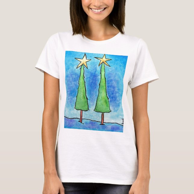 Two Tall Christmas Trees T-Shirt (Front)