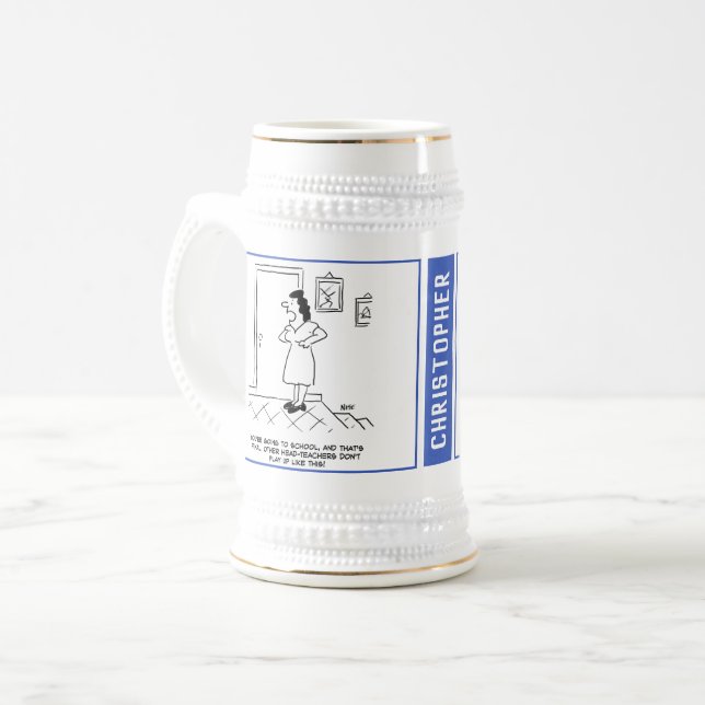 Two Teaching Themed Gags with Name on a Beer Stein (Front Left)