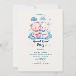 Two Teddy Bears Gender Reveal Party Invitation