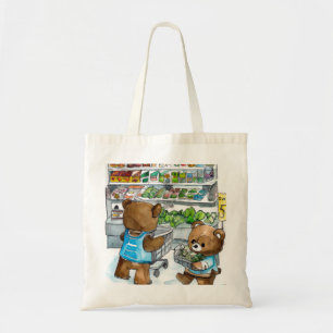 Two teddy bears shopping ai generated art. tote bag