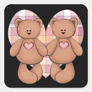 Two Teddy Bears Square Sticker