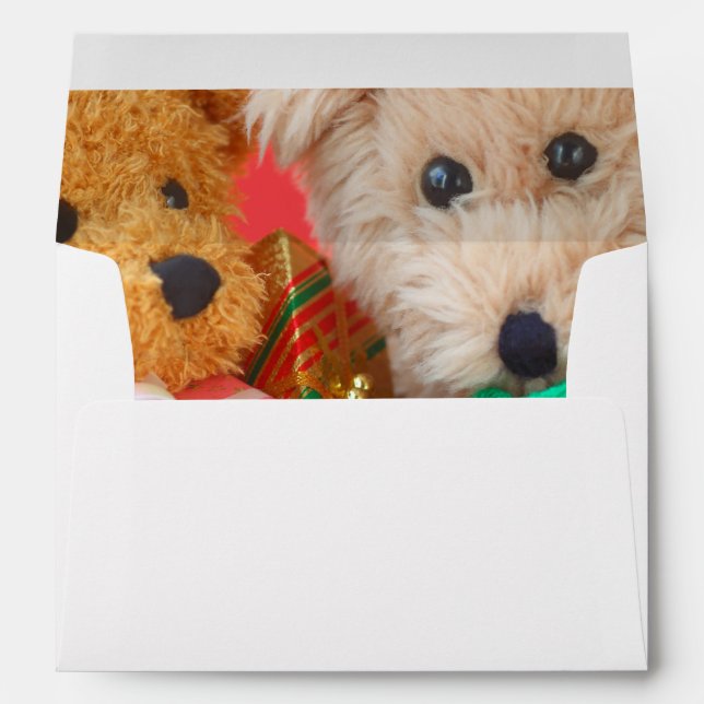 Two teddy bears with Christmas presents Envelope (Back (Bottom))
