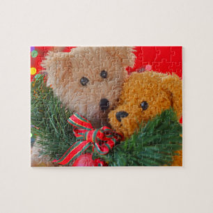 Two teddy bears with greenery and bow jigsaw puzzle